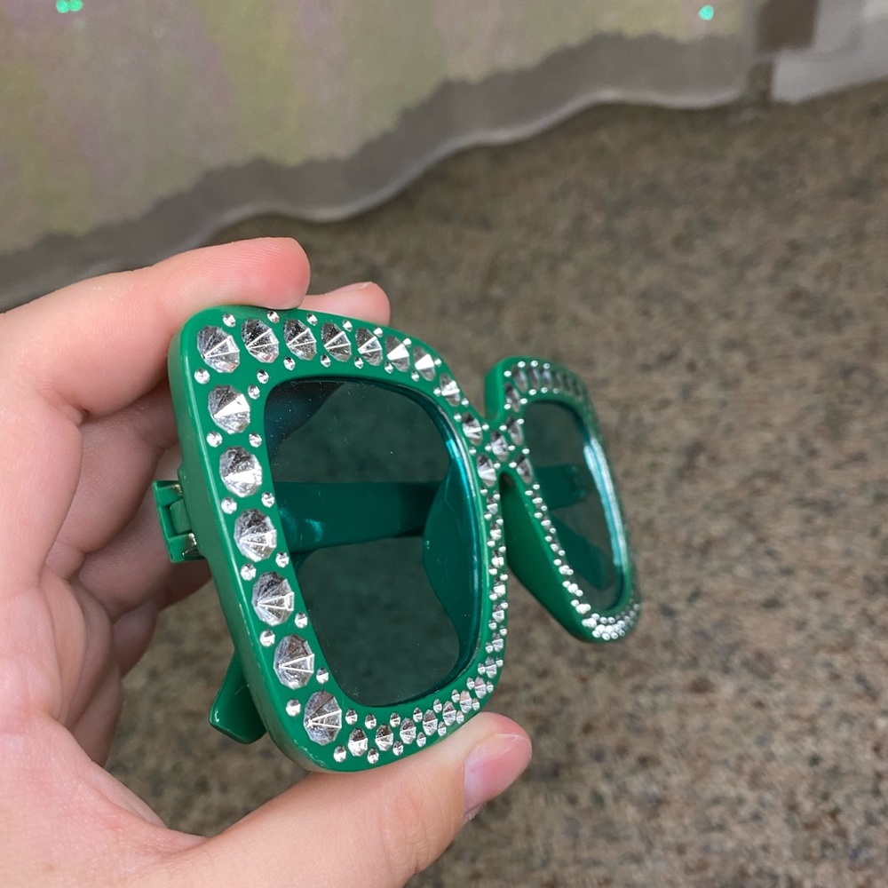 Green “Bling” sunglasses